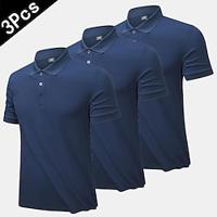 Multi Packs 3pcs Men's Lapel Short Sleeves Black Button Up Polos Golf Shirt Golf Polo Plain Daily Wear Vacation Polyester Spring Summer Lightinthebox - thumbnail