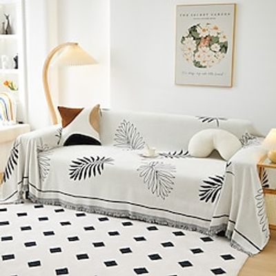 Sofa Cover, with Lealves Sofa Cover Seat Anti Slip Covers for Couch Green White Sofa Throw Blankets miniinthebox