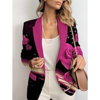 Women's Blazer Causal Print Floral Casual  Daily Fashion Outerwear Long Sleeve Summer Royal Blue S Lightinthebox - thumbnail