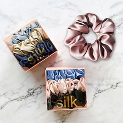 100% Mulberry Silk Hair Scrunchies Ties for Frizz Breakage Prevention, 22 Momme Nature Silk Hair Ties No Damage, Elastic ponytail Holders 3 Pcs Set Gift Lightinthebox 100% Mulberry Silk Hair Scrunchies Ties for Frizz Breakage Prevention, 22 Momme Nature Silk Hair Ties No Damage, Elastic ponytail Holders 3 Pcs Set Gift Lightinthebox