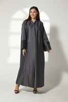 Moistreet Charcoal Black Taffeta Abaya (XS, S, M, L, XL, XXL)