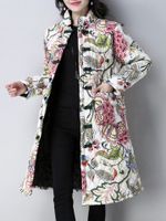 Chinese Button Pockets Printed Coats