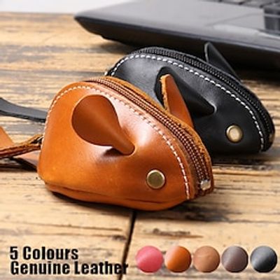 Women's Genuine Leather Mouse Shape Coin Purse Wallet Key Bag Coin Purse Leather Outdoor Shopping Daily Zipper Lightweight Durable Character Red Lightinthebox