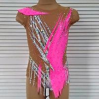 Rhythmic Gymnastics Leotards Artistic Gymnastics Leotards Women's Girls' Leotard Mesh Spandex High Elasticity Handmade Sleeveless Competition Dance Rhythmic Gymnastics Artistic Gymnastics Pink Lightinthebox - thumbnail