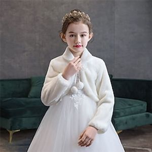 Kids Girls' Fleece Jacket Solid Color Fashion Performance Coat Outerwear 3-8 Years Fall White Red Lightinthebox