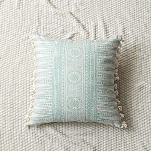 Luxury Abstract Irregular Geometric Blue Printing Tassel Sofa Cushion Cover Outdoor Cushion Patio Throw Pillow Covers for Garden Farmhouse Bench Couch Lightinthebox