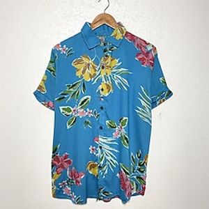 Men's Shirt Coconut Tree Graphic Prints Turndown Blue 3D Print Street Holiday Short Sleeves Button-Down Print Clothing Apparel Tropical Sports Fashion Hawaiian miniinthebox