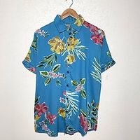 Men's Shirt Coconut Tree Graphic Prints Turndown Blue 3D Print Street Holiday Short Sleeves Button-Down Print Clothing Apparel Tropical Sports Fashion Hawaiian miniinthebox - thumbnail