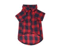 Pets Club Check Pattern Cotton Cloth For Puppy Dog Summer Shirts Red - Large