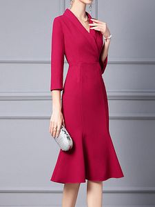 Women's Elegant Temperament Waist Red Dress