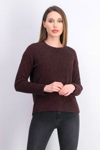 Womens Long Sleeve Pullover Sweater  Burgundy