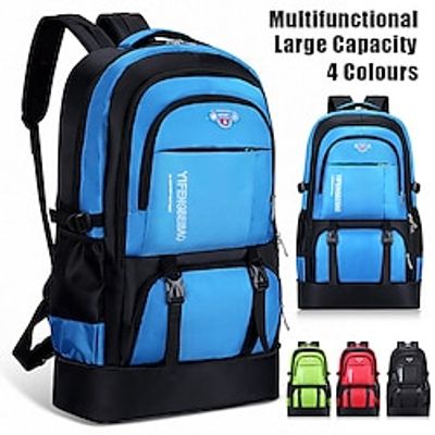 Men's Backpack School Bag Bookbag Functional Backpack School Outdoor Camping  Hiking Color Block Oxford Cloth Large Capacity Waterproof Durable Zipper Black Light Green Red miniinthebox