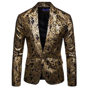 Men's Party Sparkle Blazer Jacket Regular Tailored Fit Printing Single Breasted One-button Black Burgundy Royal Blue 2023 Lightinthebox