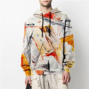 Men's Pullover Hoodie Sweatshirt Graphic Oil Painting Front Pocket Print Casual Daily Weekend 3D Print Casual Retro Hoodies Sweatshirts  Blue Royal Blue Orange Lightinthebox