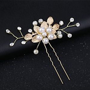 Wedding Bridal Copper wire  Alloy Headdress  Headpiece  Hair Pin with Imitation Pearl  Flower  Metal 1 PC Wedding  Party  Evening Headpiece Lightinthebox