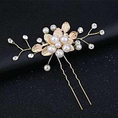 Wedding Bridal Copper wire  Alloy Headdress  Headpiece  Hair Pin with Imitation Pearl  Flower  Metal 1 PC Wedding  Party  Evening Headpiece Lightinthebox