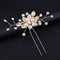 Wedding Bridal Copper wire  Alloy Headdress  Headpiece  Hair Pin with Imitation Pearl  Flower  Metal 1 PC Wedding  Party  Evening Headpiece Lightinthebox - thumbnail