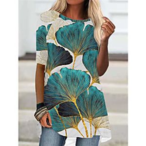 Women's T Shirt Dress Tee Dress Short Mini Dress Blue Blushing Pink Half Sleeve Floral Butterfly Animal Print Fall Summer Round Neck Casual 2021 S M L XL XXL 3XL miniinthebox