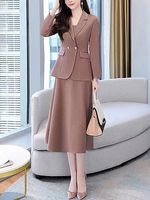 Elegant Show Thin Temperament Small Business Suit Condole Belt Skirt + Coat Two Sets