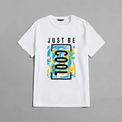 Men's Unisex T shirt Hot Stamping Letter Plus Size Print Short Sleeve Casual Tops 100% Cotton Basic Casual Fashion White Lightinthebox