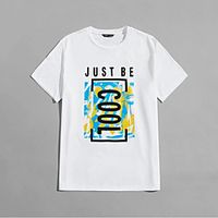 Men's Unisex T shirt Hot Stamping Letter Plus Size Print Short Sleeve Casual Tops 100% Cotton Basic Casual Fashion White Lightinthebox - thumbnail