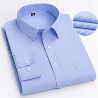 Men's Dress Shirt Turndown Spring   Fall Long Sleeve Light Blue Blue Sky Blue Plaid Office  Career Casual Clothing Apparel Lightinthebox - thumbnail