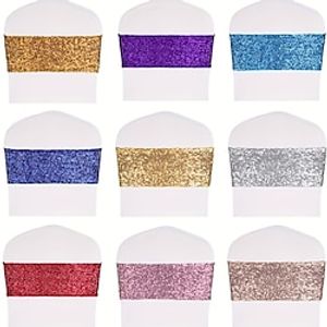 2pcs Stretch Sequin Chair Sashes Chair Bands One-Sided Sequins Decor For Hotel Wedding Reception Party Event Chair Cover Decoration Lightinthebox