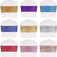 2pcs Stretch Sequin Chair Sashes Chair Bands One-Sided Sequins Decor For Hotel Wedding Reception Party Event Chair Cover Decoration Lightinthebox - thumbnail
