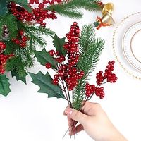 30pcsset Artificial Fruit Berry Christmas Berries Craft Christmas Picks for Wreaths Christmas Tree Filler Christmas Red Berries stem Christmas Faux Berry Lightinthebox - thumbnail