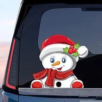 Christmas Peeking Sticker, Cute Santa Claus Reindeer Snowman Window Clings Decals For Car Window Bumper Stickers Christmas Car Accessory Decorations miniinthebox - thumbnail