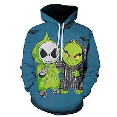 The Grinch Grinch Ugly Christmas Sweater  Sweatshirt Hoodie Print Front Pocket Graphic Hoodie For Men's Women's Unisex Adults' 3D Print 100% Polyester Party Festival Lightinthebox