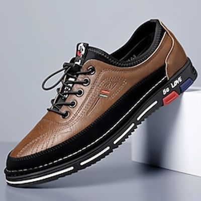 Men's Oxfords Embroidery Dress Shoes Comfort Shoes Walking Casual Chinoiserie British Daily Party  Evening Leather Warm Booties / Ankle Boots Lace-up Black Brown Grey Summer Spring miniinthebox