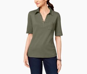 Studded-Collar Polo Shirt  Olive Sprig