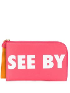 See by Chloé logo zipped clutch - PINK