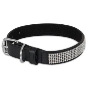 Petmate Bling Leather Dog Collar 1 Inch X 22 Inch, Black