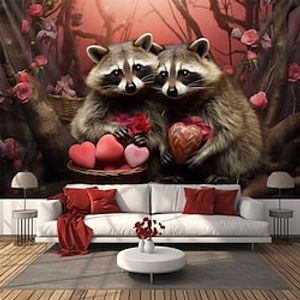 Raccoon Lovers Hanging Tapestry Wall Art Large Tapestry Mural Decor Photograph Backdrop Blanket Curtain Home Bedroom Living Room Decoration Lightinthebox