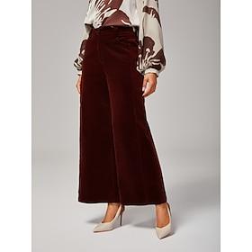 Reddish Brown Corduroy Straight Leg Pants