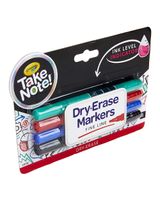 Crayola 4 Count Take Note! Fine Line Dry-Erase Markers, Colored