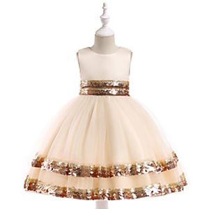 Princess Dress Party Costume Flower Girl Dress Girls' Movie Cosplay Christmas New Year's Golden Red Ink Blue Dress Christmas Halloween Children's Day Polyester / Cotton miniinthebox