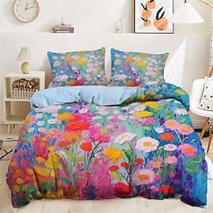 100% Cotton Duvet Cover Set Oil Painting  Floral Pattern Comforter Set Soft 3-Piece Luxury Bedding Set Home Decor Dusk Bedding Gift King Queen Full Size Lightinthebox