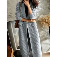 Women's Cardigan Sweater Jacket Shirt Collar Cable Knit Polyester Button Pocket Fall Winter Long Outdoor Daily Going out Stylish Casual Soft Long Sleeve Floral Black Camel Gray S M L miniinthebox - thumbnail