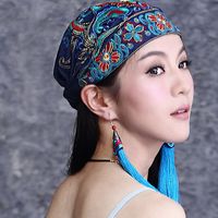 Vintage Ethnic Embroidery Flowers Hat Bandanas