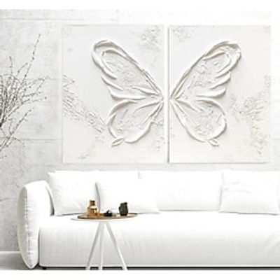 Oil Painting Hand painted 2 Wall Art Set Colourful Butterflies painting Wall Decor white texture animal Oil painting Mondern Art Minimalist Art for Kids living room decoration Boho Style painting Lightinthebox Oil Painting Hand painted 2 Wall Art Set Colourful Butterflies painting Wall Decor white texture animal Oil painting Mondern Art Minimalist Art for Kids living room decoration Boho Style painting Lightinthebox