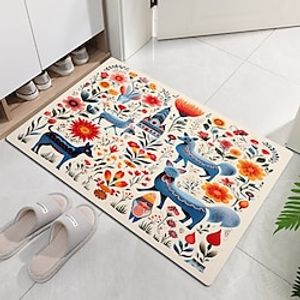 Scandinavian Folk Art Doormat Non-Slip Oil Proof Rug Indoor Outdoor Mat Bedroom Decor Bathroom Mat Entrance Rug Door Mat miniinthebox