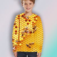 Kids Boys' T shirt Long Sleeve Yellow 3D Print Optical Illusion Bee Daily Indoor Outdoor Active Fashion Daily Sports 3-12 Years Lightinthebox - thumbnail