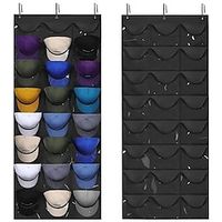 Hat Rack - Hat Organizer - Hat Racks For Baseball Caps, Visible Hat Holder - Baseball Hat Rack For Wall Door With 3 Hooks, 24 Deep Pockets Lightinthebox - thumbnail