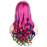 Long Curly Rainbow Wig For Women Ladies Cosplay Party Halloween Costume 26 Inches Multicoloured Lightinthebox - thumbnail