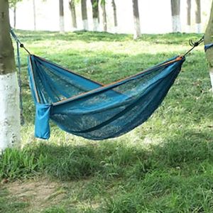 Camping Hammock Outdoor Breathable Breathability Wearable Adjustable Flexible Quick Dry Nylon with Carabiners and Tree Straps for 2 person Camping / Hiking Hunting Traveling Blue Green 290140 cm miniinthebox