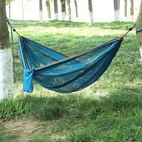 Camping Hammock Outdoor Breathable Breathability Wearable Adjustable Flexible Quick Dry Nylon with Carabiners and Tree Straps for 2 person Camping / Hiking Hunting Traveling Blue Green 290140 cm miniinthebox - thumbnail