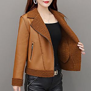 Women's Coat Daily Going out Fall Winter Regular Coat Zipper Turndown Regular Fit Windproof Warm Elegant Streetwear Jacket Long Sleeve Plain Patchwork Bow Khaki Black Lightinthebox